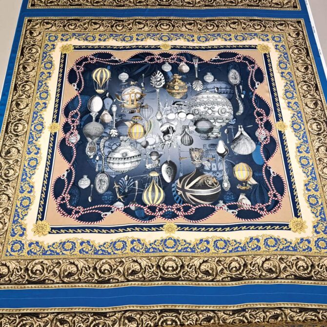 jedwab sygnowany balony okrety ornamenty panel 135cmB