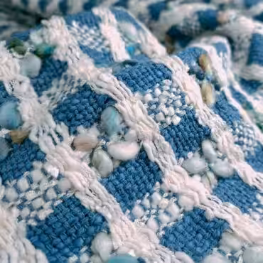 niebieska chanelka naturalna geometryczne kwiaty krataA