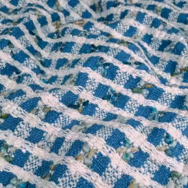 niebieska chanelka naturalna geometryczne kwiaty krataB