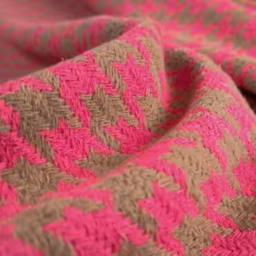 chanelka tkanina w pepitke fuksja roz ciemny bezB