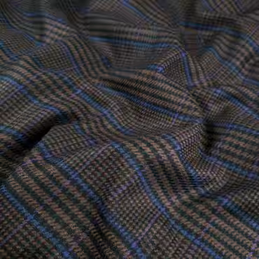 material plaszczowy w krate welna z acetatem brazB