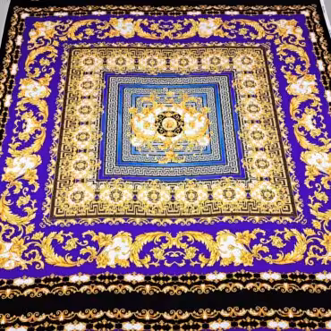 jedwab panel 135cm wzor versace niebieski greckie meandryB