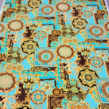 naturalny jedwab twill mat wzor versace turkus brazB