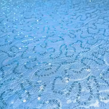 elastyczna koronka niebieska baby blue z cekinami lekkaB