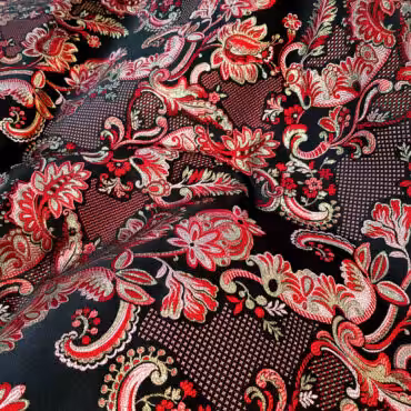 material zakardowy wzor dolce gabbana czerwony kwiatyB