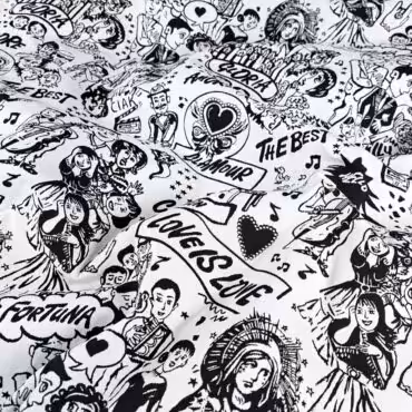 zakard bawelniany z elastanem graffiti bialo-czarnyA