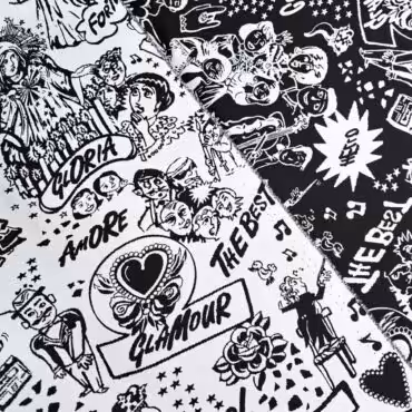 zakard bawelniany z elastanem graffiti bialo-czarnyB