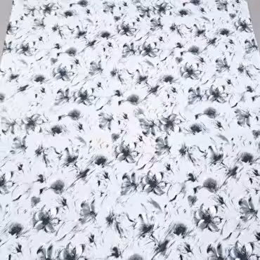 brokatowa bawelna w kwiaty srebrzysta biel z szarymB