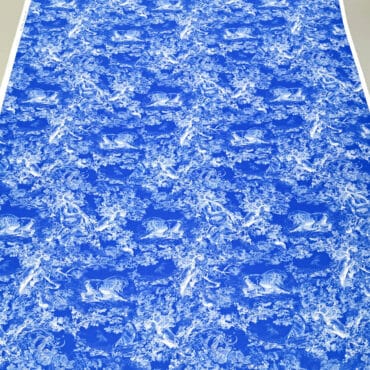 jedwab elastyczny wzor dior dzungla niebiesko bialaB