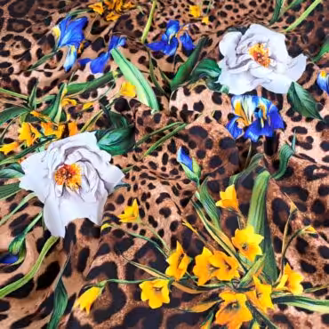 jedwab kwiaty na panterce wzor dolce gabbana irysyA