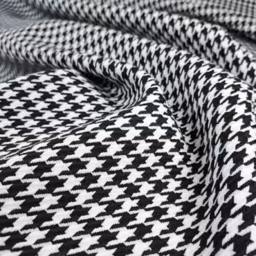 naturalna tkanina na plaszcze w pepitke czarno bialaA