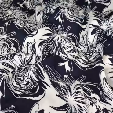 wiskoza naturale wzor max mara kwiaty granat z bielaA