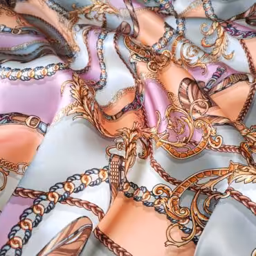 jedwab wzor versace z raportami na bokach satynaA