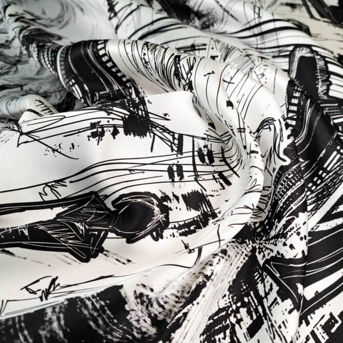 bialo-czarny jedwab wzor dior szkice moda streetC