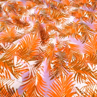 kolorowy len we wzory liscie pomarancz liliaA