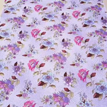 organza we wzory duze kwiaty liliowy fiolet poliesterB