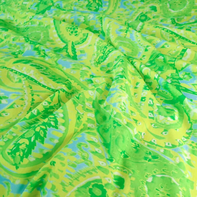 przewiewna wiskoza we wzory paisley zolta z zieleniaD