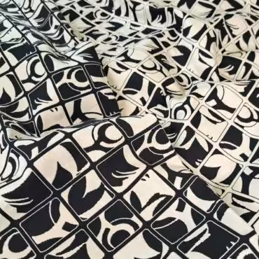 dwustronny zakard bawelniany elastyczny czarny z krememA