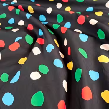 bawelna premium wzor lv czarna w kolorowe kropkiA