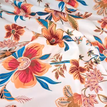 wloska bawelna w kwiaty kolorowe na smietanceA