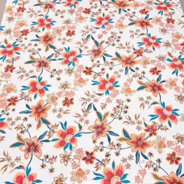 wloska bawelna w kwiaty kolorowe na smietanceB