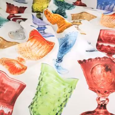 bialy jedwab naturalny w kolorowe kielichy kreponA