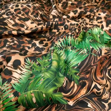 jedwab naturalny brazowa panterka z raportami z lisciA