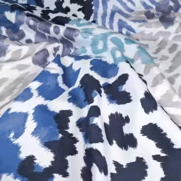 markowa bawelna wzor kenzo niebieskie cetki na bieliA