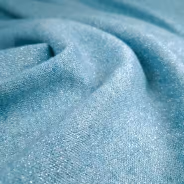 kaszmirowa dzianina brokatowa błękitna ze srebrna niciaA