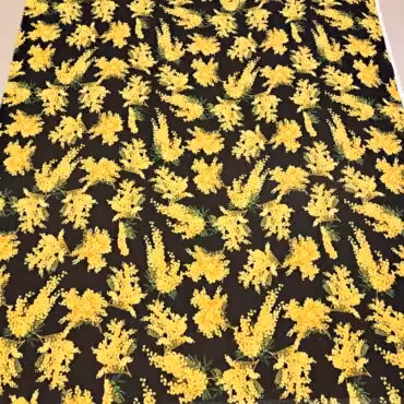 szyfon jedwabny czarny w zolte kwiatki kreszowanyB
