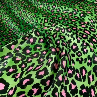 jedwab z wiskoza panterka zielona z rozem satynaB