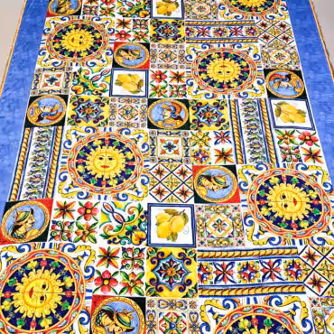 markowy jedwab kolorowy z niebieska bordiura satynaB