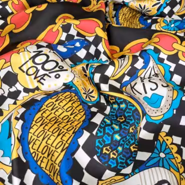 jedwab naturalny kolorowy wzor pop art w kwadratachA