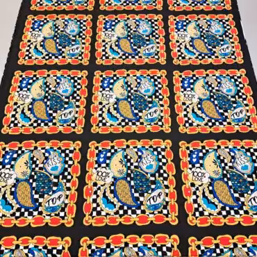 jedwab naturalny kolorowy wzor pop art w kwadratachB