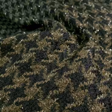 tkanina w pepitke plaszczowa zielen khaki srebrna nicA