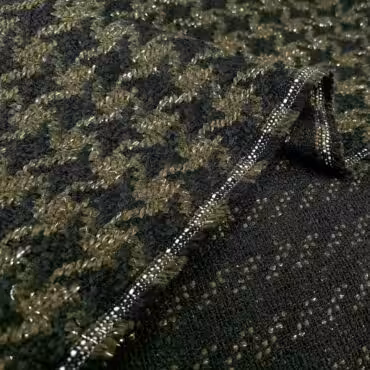 tkanina w pepitke plaszczowa zielen khaki srebrna nicB