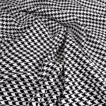 wiskoza material czarno-bialy w drobna pepitke premiumA