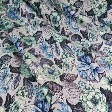 naturalny zakard z bawelny i wiskozy z brokatem kwiatyB