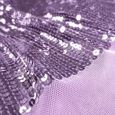 material cekinowy elastyczny liliowy fiolet na siatceB