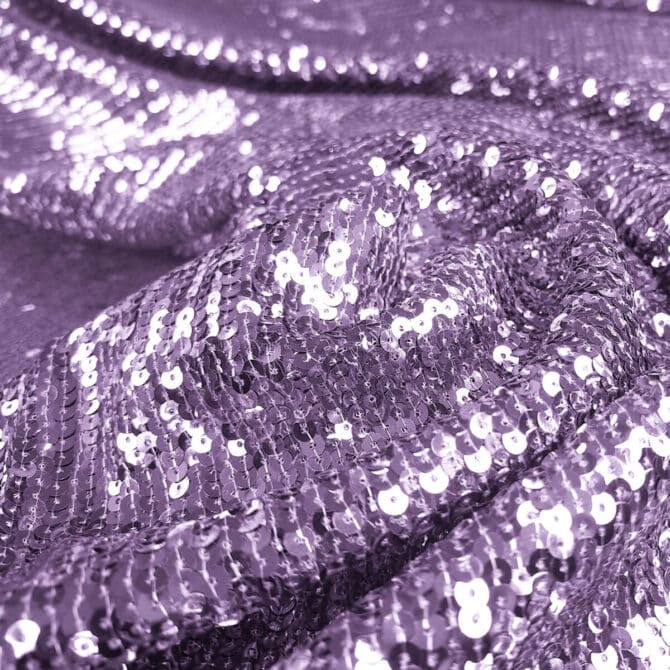 material cekinowy elastyczny liliowy fiolet na siatceD
