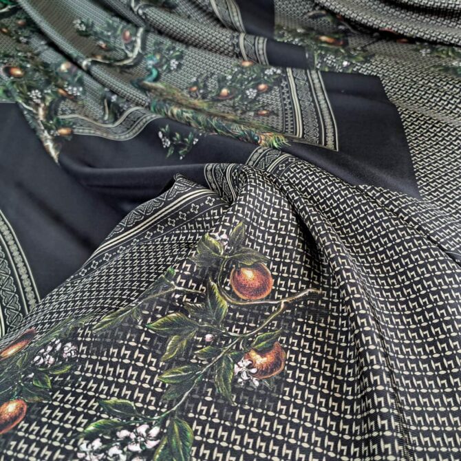czysty jedwab naturalny pawie galazki panel 350cmE