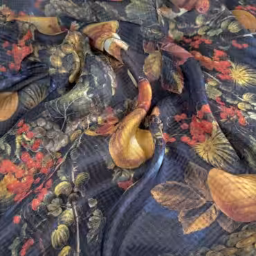 szyfon jedwabny w owoce jesieni splot krateczkaA