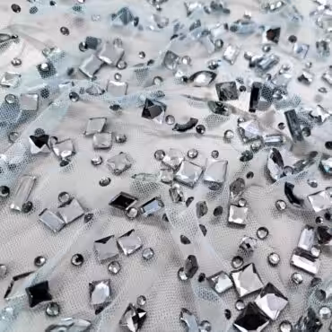 siatka z krysztalkami golebi szary material wieczorowyA