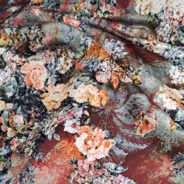 grubszy poliester w kwiaty tajemniczy ogródA