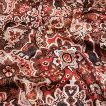 jedwabista wiskoza we wzory barokowe braz z czerwieniaA