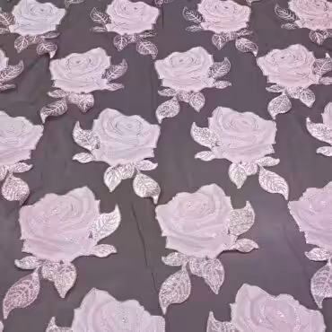 organza zakardowa w duze kwiaty liliowy rozB