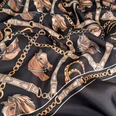 jedwab w konie z czarnymi pasami na bokach naturalny matA