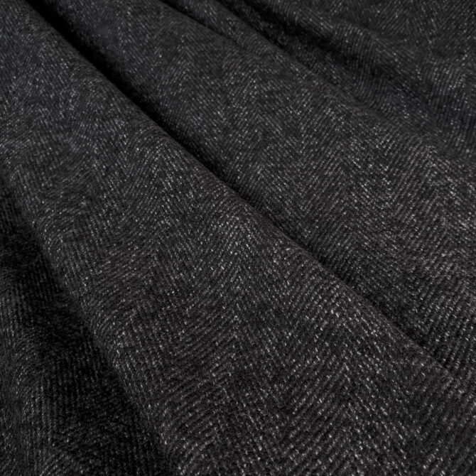 plaszczowy material jodelka welna z angora czarny z szarymC