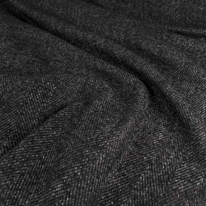 plaszczowy material jodelka welna z angora czarny z szarymE