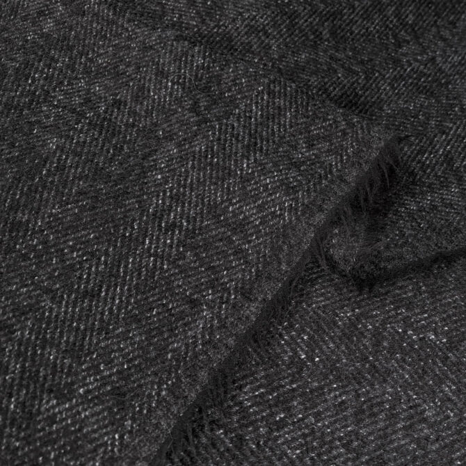 plaszczowy material jodelka welna z angora czarny z szarymF